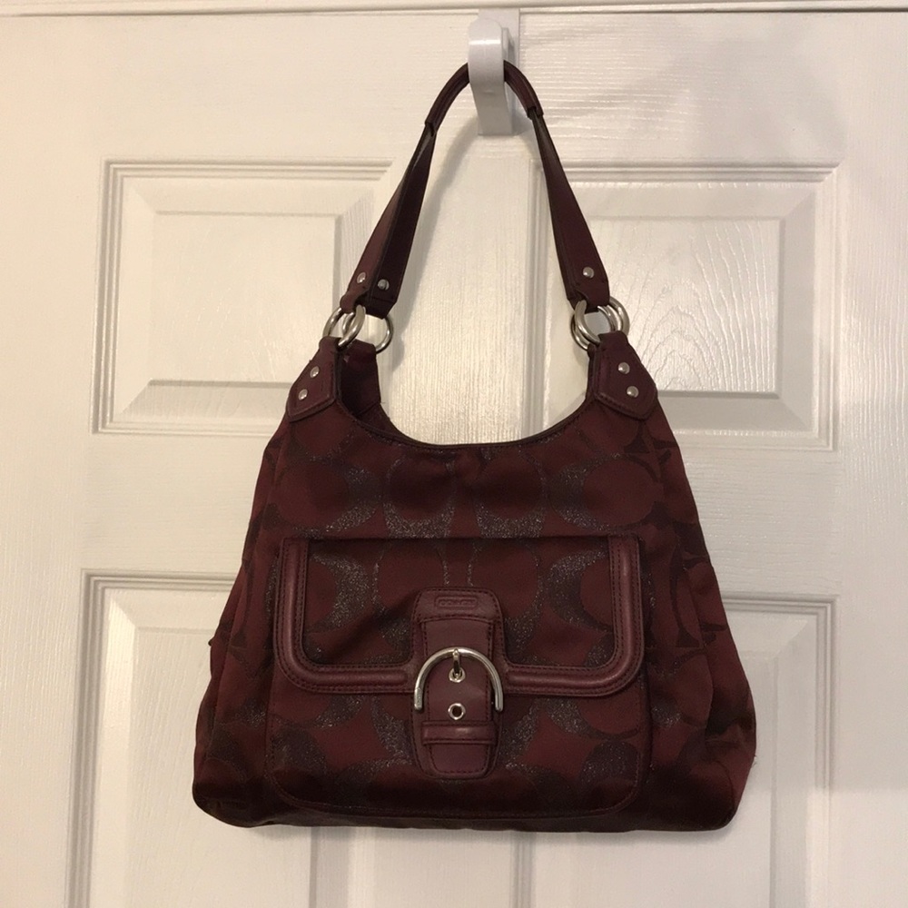 Coach Signature MAROON Color Handbag
